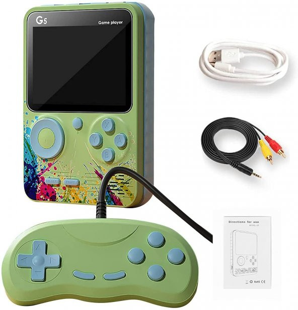 YUES Retro El Atarisi 500 Oyunlu Nostalji Oyun Konsolu 2 Kişilik Yeşil - 2