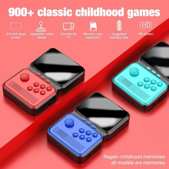 YUES Retro YS3 900 Oyunlu El Atarisi Oyun Konsolu TV Uyumlu Kırmızı - 2