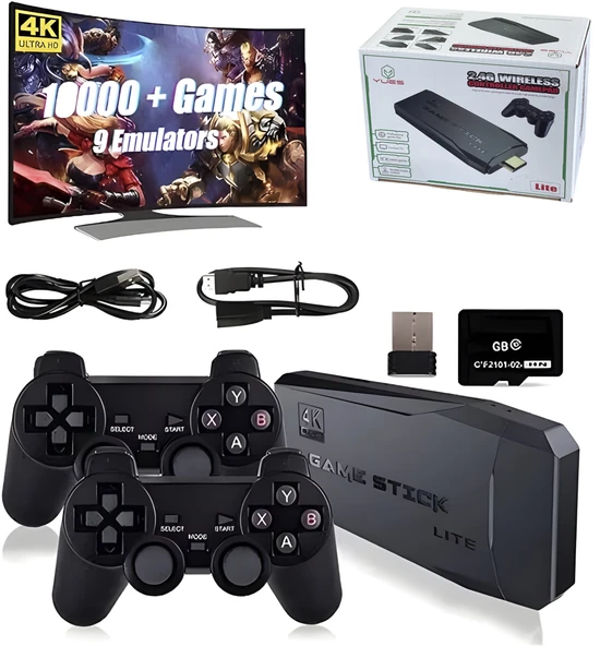 YUES M8 Oyun Konsolu 4k 64 Gb Oyun Yüklü Çift Kollu Hdmi Uyumlu Retro Atari - 1