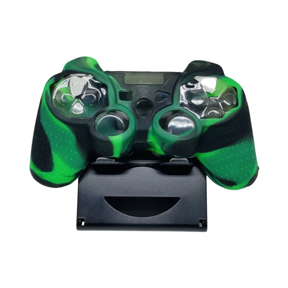 YUES PS3 Joystick Silikon Kılıf Dualshock Koruyucu Kılıf Desenli Siyah Yeşil