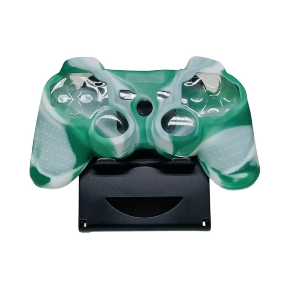 YUES PS3 Joystick Silikon Kılıf Dualshock Koruyucu Kılıf Desenli Yeşil Beyaz