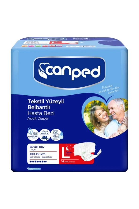 Canped Belbantlı Gece Büyük Eko (large/night) Hasta Bezi 14'lü