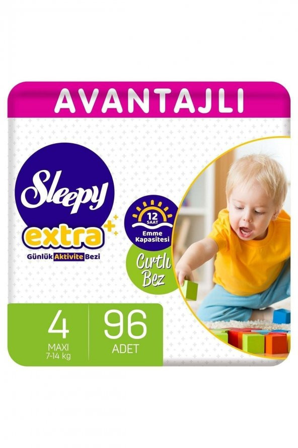 Sleepy Extra Avantajlı Bebek Bezi 4 Numara Maxi 96 Adet