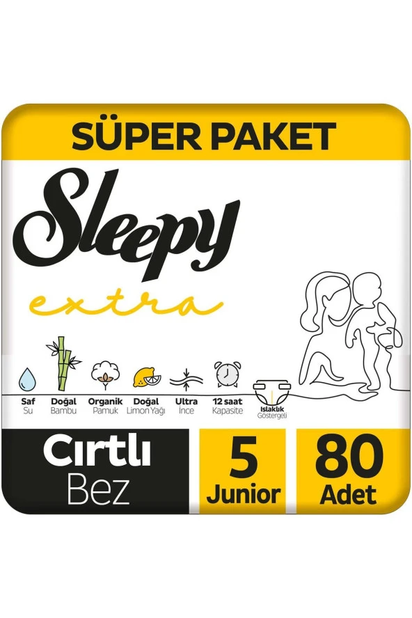 Sleepy Extra Günlük Aktivite Süper Paket Bebek Bezi 5 Numara Junior 80 Adet