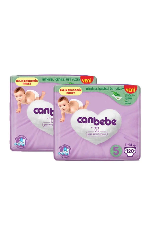 Canbebe Bebek Bezi 5 Beden / Junior Aylık Ekonomik Paket 240 Adet