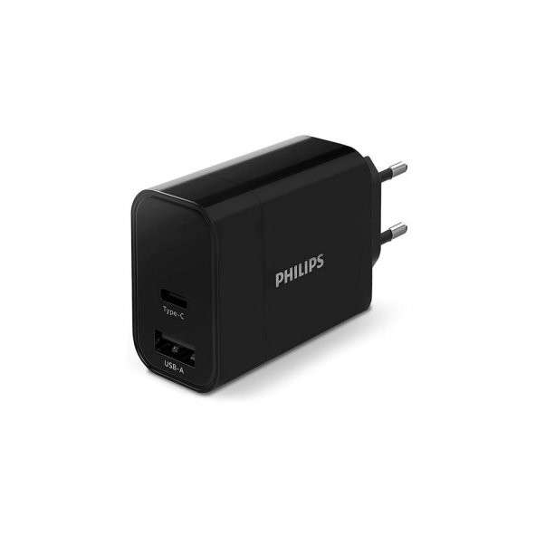 Philips Dlp2621/12 Usba Ve Type-C Çift Çıkışlı 30W Şarj Adaptörü Siyah