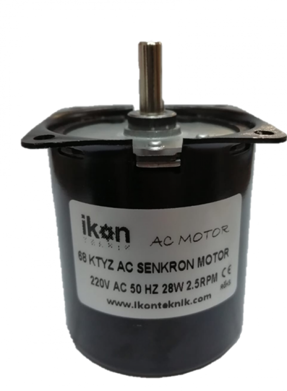 2 5 Rpm 28W 68Ktyz Ac Senkron Motor, 7 mm Delikli Mil, Çevirme Motoru, Dakikada 2,5 Tur