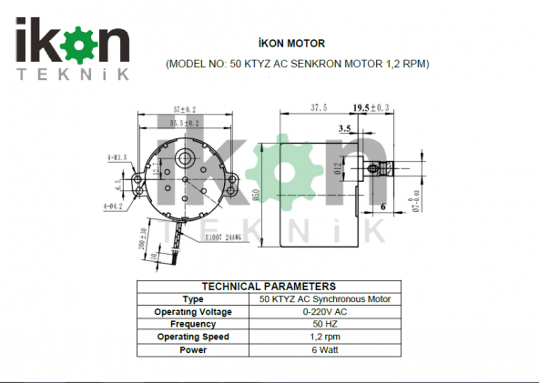 1 2 Rpm 6W Ac Senkron Motor 50 Ktyz Viyol Motor - 2