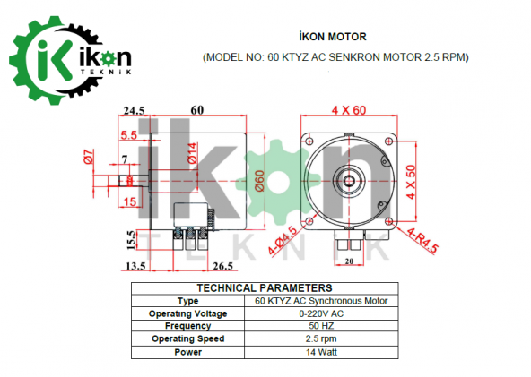 14W 2 5Rpm 60Ktyz Ac Senkron Motor - 2
