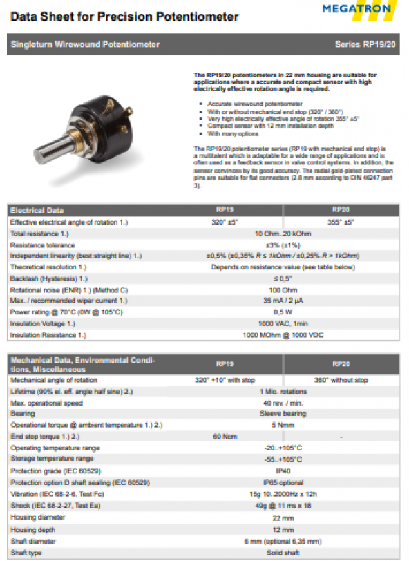 Megatron RP19 R10K 3W 0.5L Hassas Tel Potansiyometre - 2