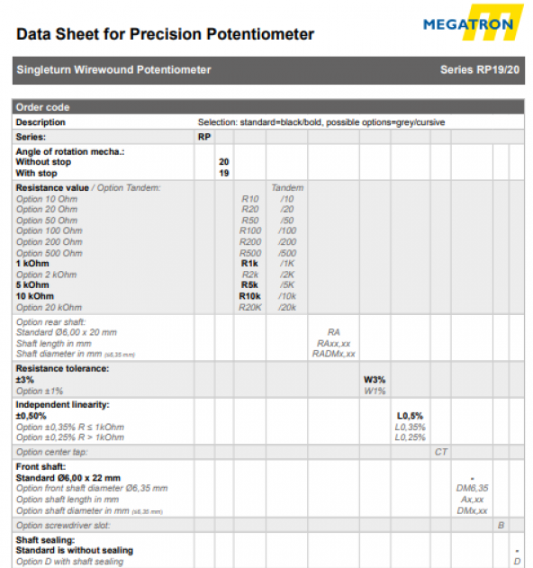 Megatron RP19 R10K 3W 0.5L Hassas Tel Potansiyometre - 3