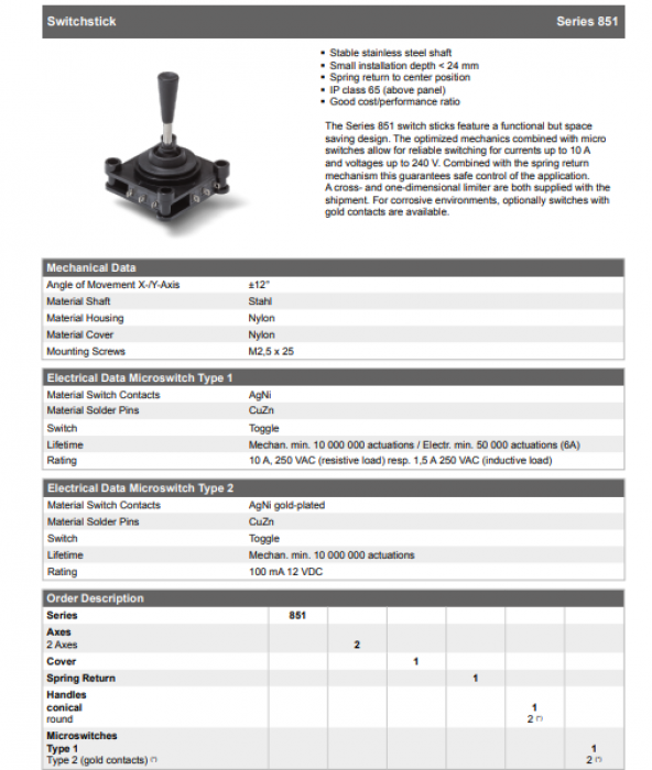MEGATRON 851 2 1 1 1 1 İki Eksenli Yaylı Joystick, Endüstriyel Joystick - 2