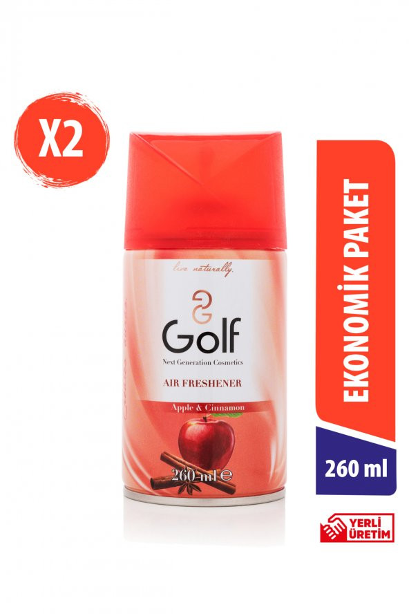 Golf Cosmetics Oda Kokusu Sprey 260 ML 2li Ekonomik Paket - Elma&Tarçın
