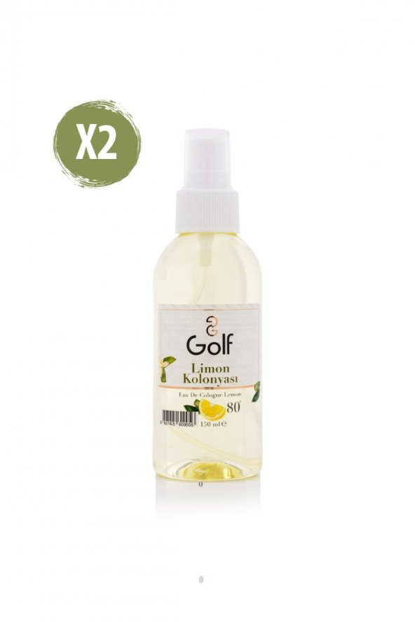 Golf Cosmetics Limon Kolonyası Sprey 150 ML 80 Derece 2li Ekonomik Paket