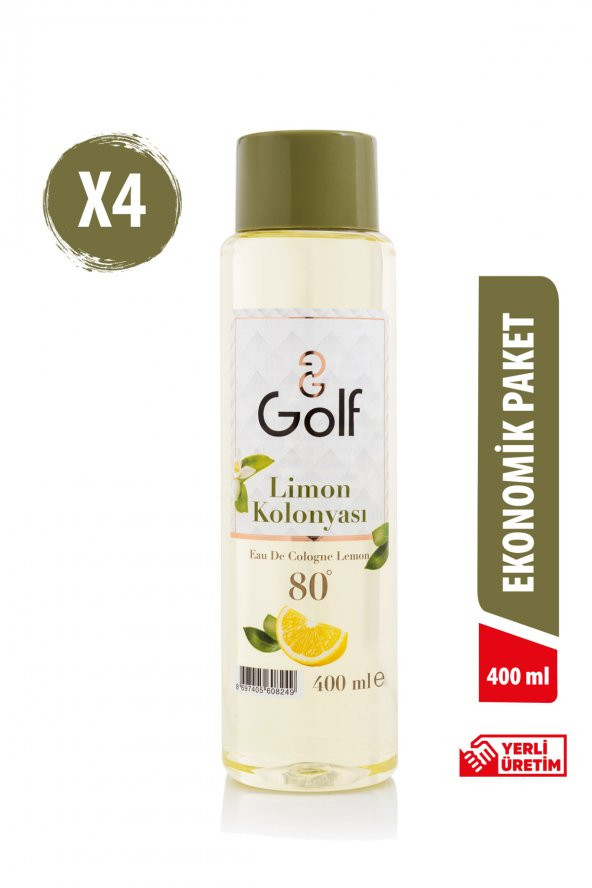 Golf Cosmetics Limon Kolonyası 80 Derece 400 ML 4lü Ekonomik Paket