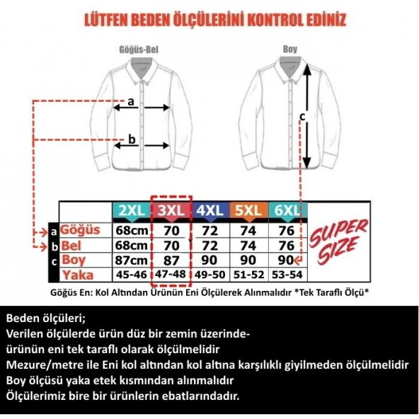 Pamuklu Büyük Beden BATTAL BOY Oduncu Gömlek & Pudra - 4