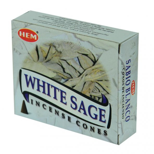 Hem Beyaz Adaçayı Kokulu 10 Konik Tütsü - White Sage Incense Con