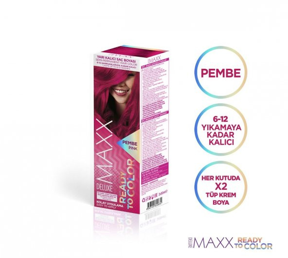 Maxx Deluxe Yarı Kalıcı Saç Boyası 2x50ml Pembe