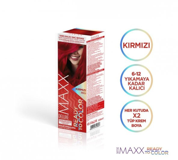 Maxx Deluxe Yarı Kalıcı Saç Boyası 2x50ml Kırmızı