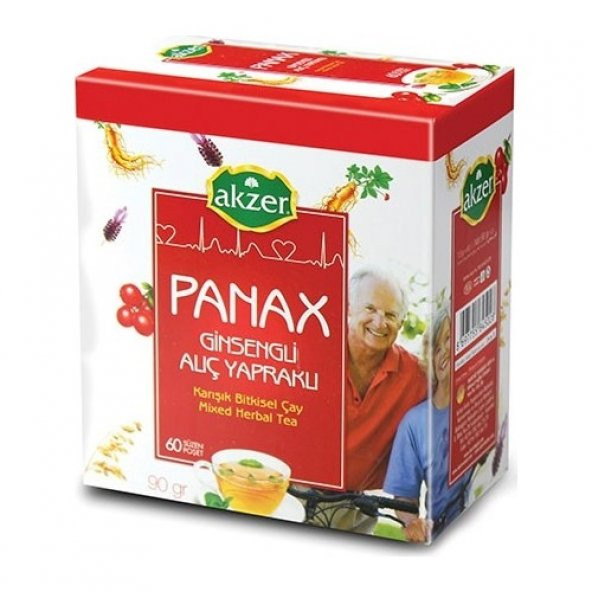 Akzer Panax Ginsengli Alıç Yapraklı Karışık Bitkisel Çay 60 Süzen Poşet