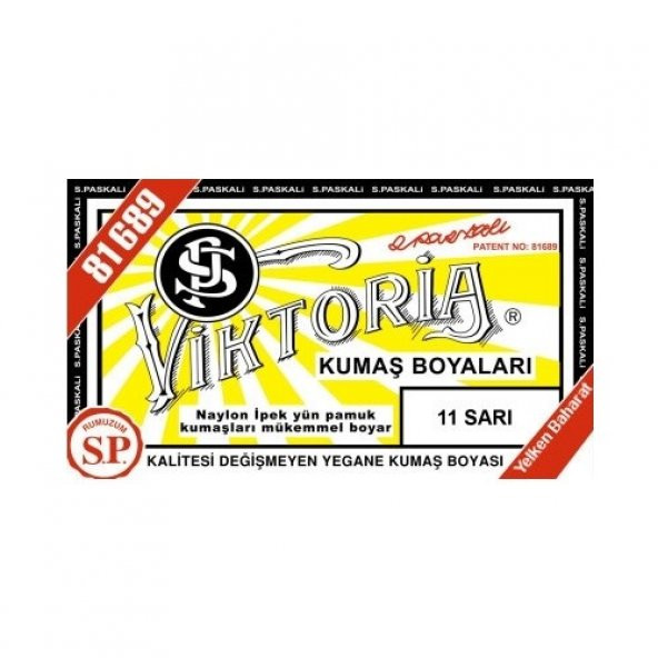 Viktoria Kumaş Boyası Sarı 2Pk+Fiske Sabitleme 1Pk - 2