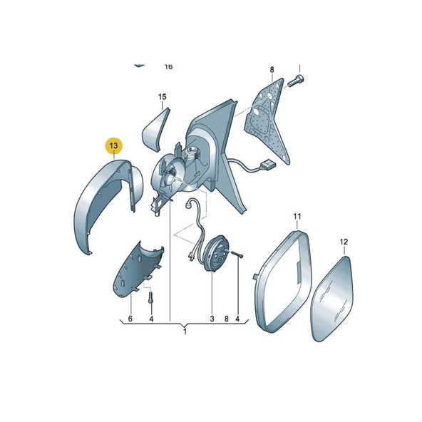 VW Caddy 2004-2010 Sağ Dikiz Ayna Kapağı Siyah 7H1857528A 7E1857528 - 2