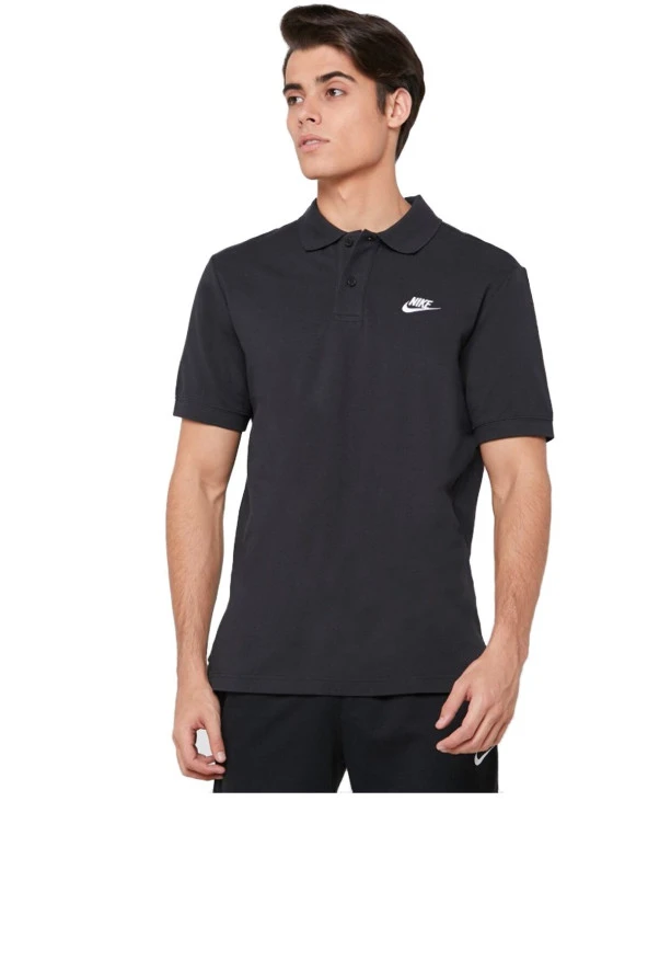 Nike Sportswear Polo Siyah / Beyaz Renk Erkek Tişört