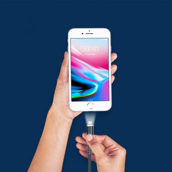 Polosmart PSM25 Apple Uyumlu Lightning Led Aydınlatmalı Şarj ve Data Kablosu 2.1A - 2