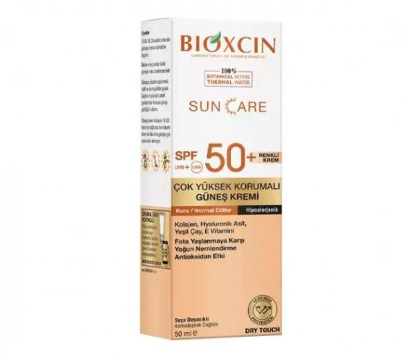 Bioxcin Sun Care Çok Yüksek Korumalı Kuru Ciltler Tinted Spf 50+ 50 ml Renkli Güneş Kremi