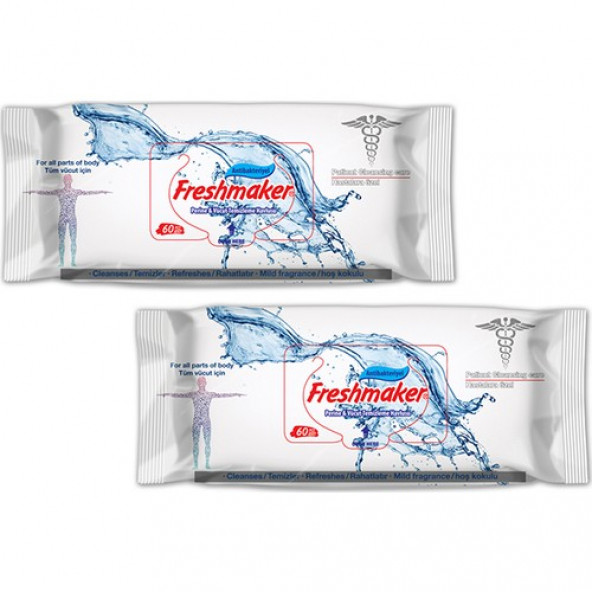 Freshmaker Antibakteriyel Hasta Vücut Temizleme Mendili 60 x 2 Yaprak