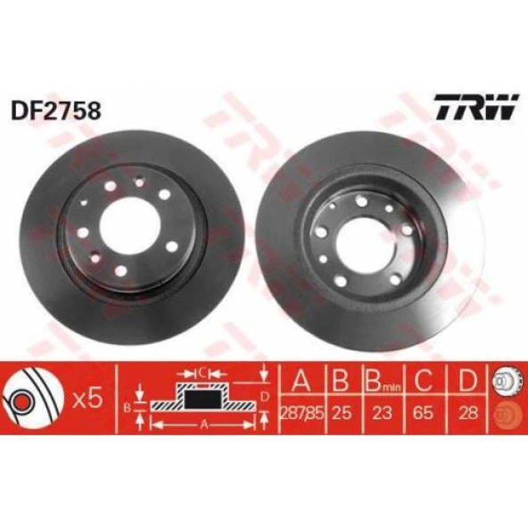 TRW DF2758 Ön Fren Disk Aynası Havalı