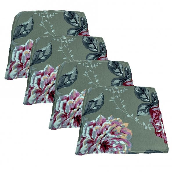 Knsz sırt minderi 4 lü zng&mğr&uslu yaprak gri kumaş cırtlı tel bar sandalyesi sırtı için ürün görseli