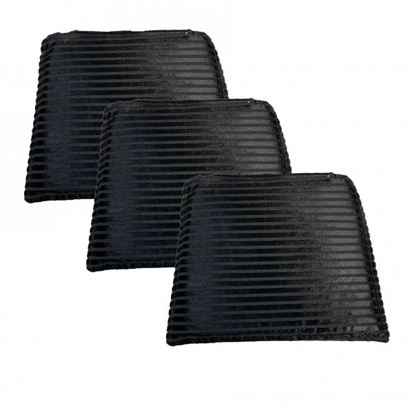 Knsz sırt minderi 3 lü mazlum siyah çizgili kumaş cırtlı tel sandalyesi sırtı için