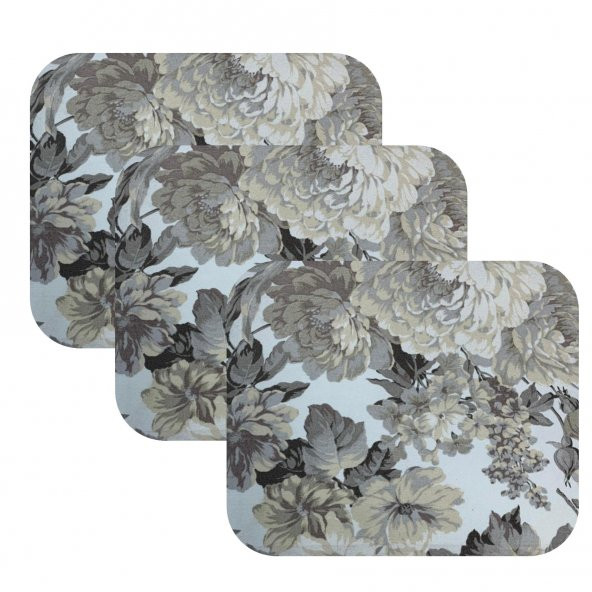 Knsz oturma minderi 3 lü mazlum çiçek gri kumaş tel sandalyesi oturma yeri için - Resim 2