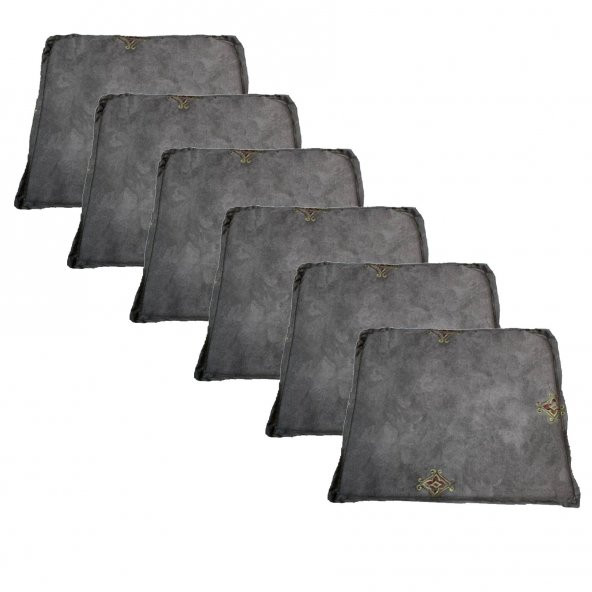 Knsz sırt minderi 6 lı mazlum gri işlemeli kumaş cırtlı tel sandalyesi sırtı için - Resim 2