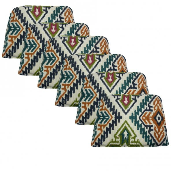 Knsz sırt minderi 6 lı mazlum kilim desen kumaş cırtlı tel sandalyesi sırtı için - Resim 2