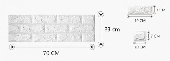 Renkli Duvarlar 70X23 CM Kendinden Yapışkanlı Esnek Köpük Duvar Kağıdı Paneli 3D Boyutlu Tuğla Desen - 2