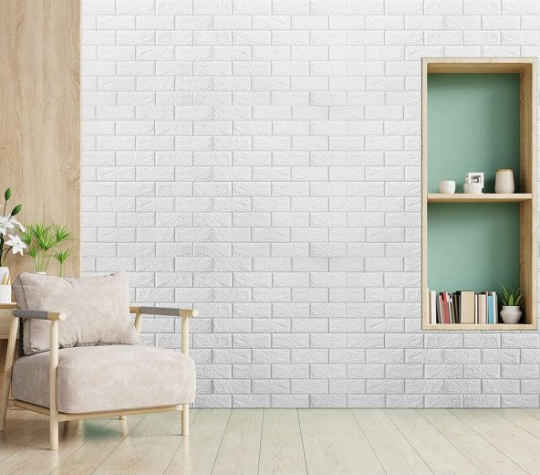 Renkli Duvarlar 70X23 CM Kendinden Yapışkanlı Esnek Köpük Duvar Kağıdı Paneli 3D Boyutlu Tuğla Desen - 3