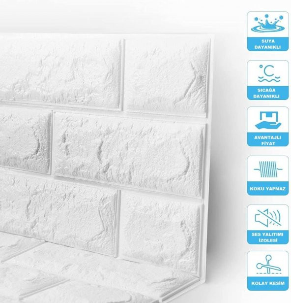 Renkli Duvarlar 70X23 CM Kendinden Yapışkanlı Esnek Köpük Duvar Kağıdı Paneli 3D Boyutlu Tuğla Desen - 5
