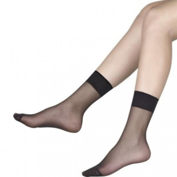 12 Çift Kadın Fit 15 Den Parlak Siyah Soket Çorap Ekonomik Toptan Paket