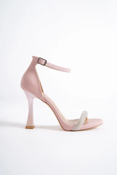 Pudra Tek Bantlı Platform Kadeh Topuklu Abiye Ayakkabı - Yuffy - 2