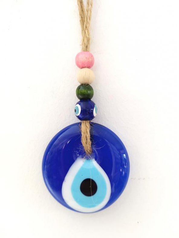 Nazarlık Hasır Renkli Ahşap Boncuklu Nazar Boncuğu Duvar Süsü Hediyelik 11591 - 2