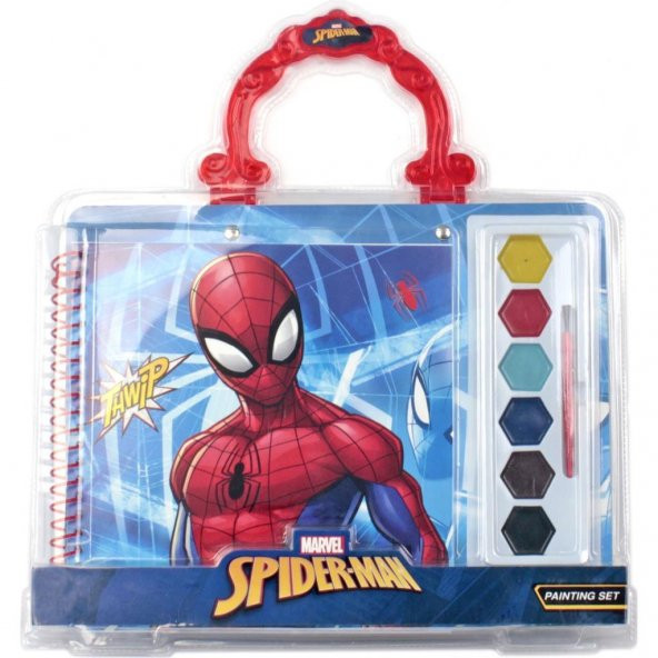 Cem Spiderman Lisanslı Boyama Seti - Boyama Kitabı + Sulu Boya Seti