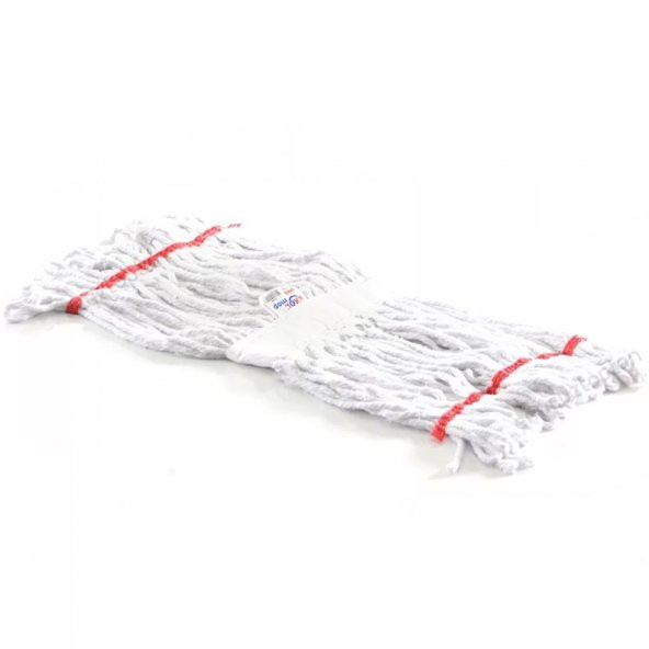 Geniş Yedek Islak Mop Paspas Ucu Başlığı Püskül - Pamuklu - 320 Gram. - 25 Cm. - Beyaz - 10 Adet - 4