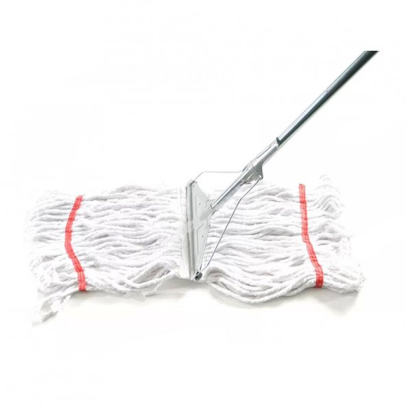Geniş Yedek Islak Mop Paspas Ucu Başlığı Püskül - Pamuklu - 320 Gram. - 25 Cm. - Beyaz - 10 Adet - 5