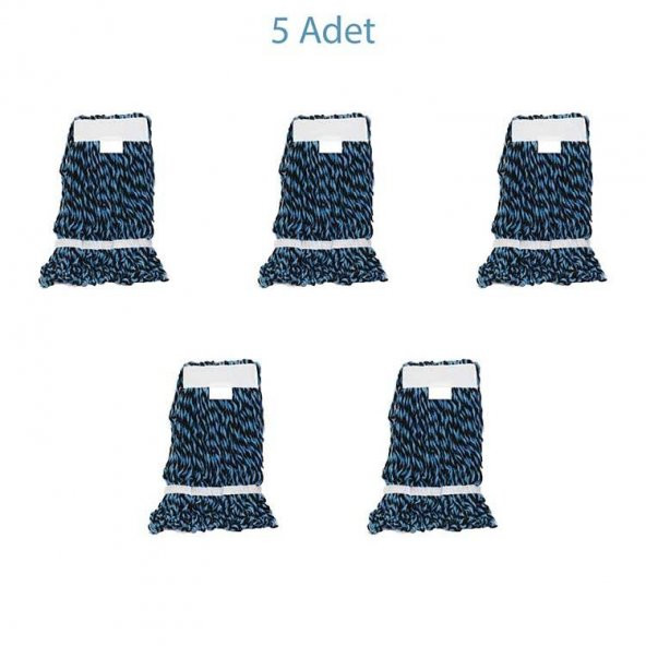 Cod-Ex Dar Islak Yedek Mop Paspas Başlığı - Pamuklu - Mavi - 17 Cm. - 450 Gram - 5 Adet - 2