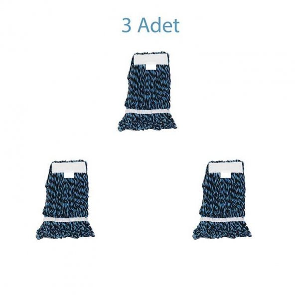 Cod-ExDar Yedek Islak Mop Püskül Paspas Başlığı - Pamuklu - 17 Cm. - Mavi - 3 Adet - Resim 2