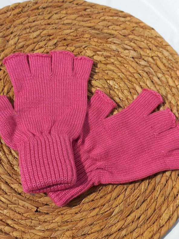 salarticaret Kadın Pembe Klasik Yarım Parmak Eldiven