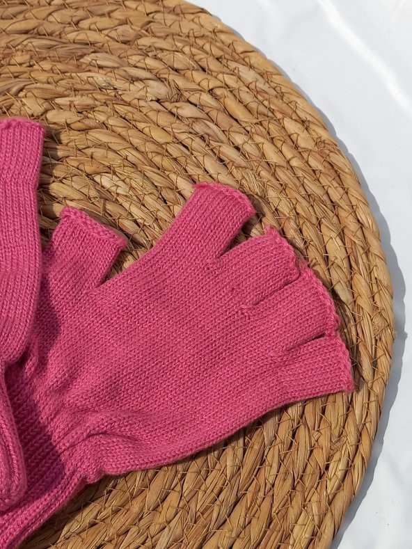 salarticaret Kadın Pembe Klasik Yarım Parmak Eldiven - 2