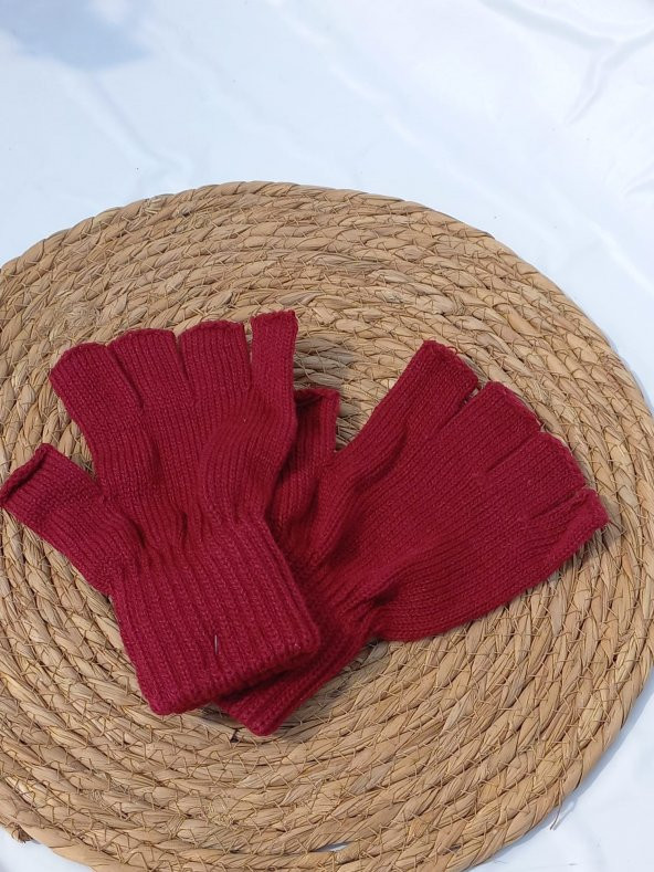 salarticaret  Klasik Yarım Parmak Eldiven bordo unisex